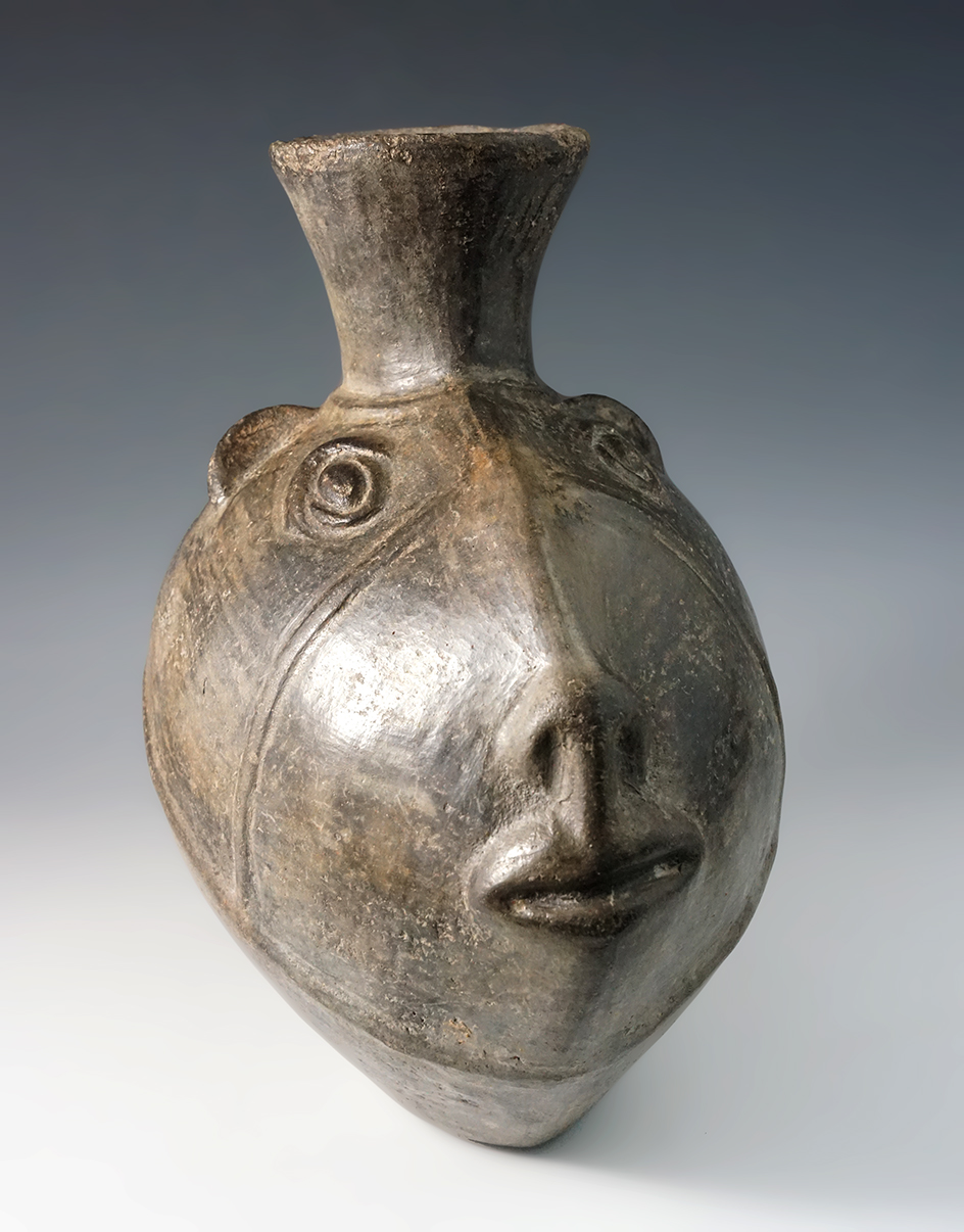 Large! 10" tall by 8" wide Llama Effigy Pottery Vessel from Peru.