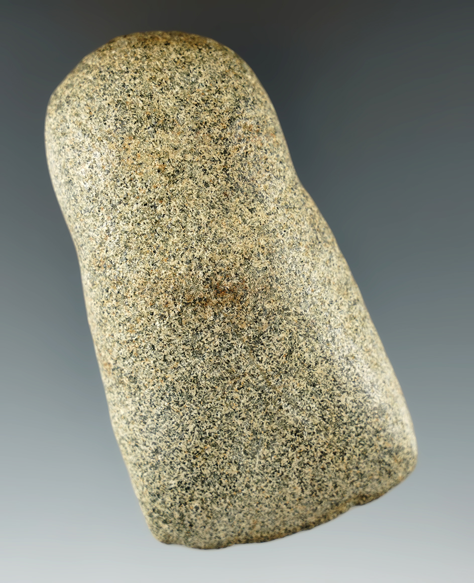 3 1/4" Hardstone Adze with unique hafting grooves on edges. Found in Logan Co., Ohio.