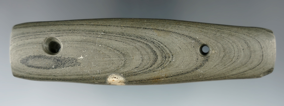 5 1/8" Bar Gorget found in Franklin Co., Ohio. Ex. Dean Driskill.