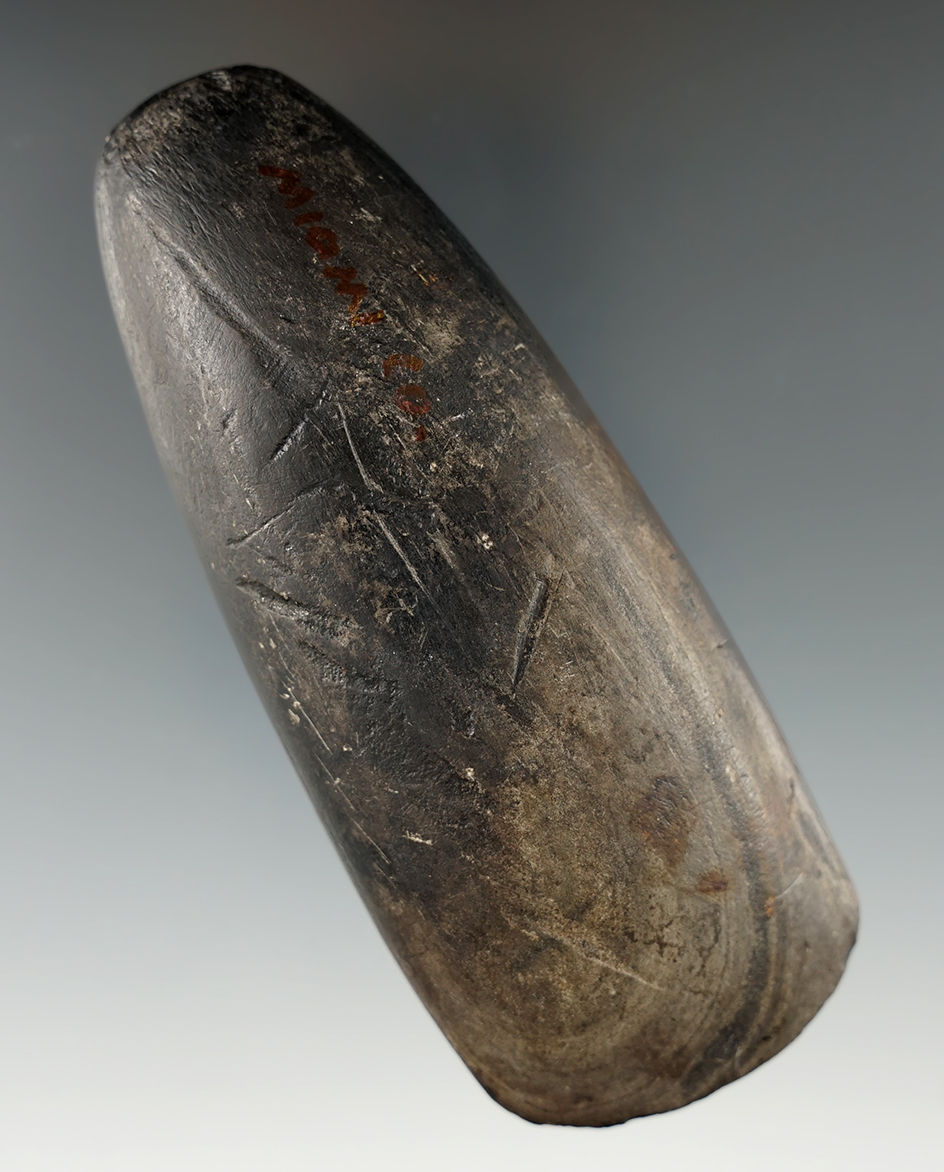 4 1/8" Slate Celt in very nice condition, found in Miami Co., Ohio. Pictured!