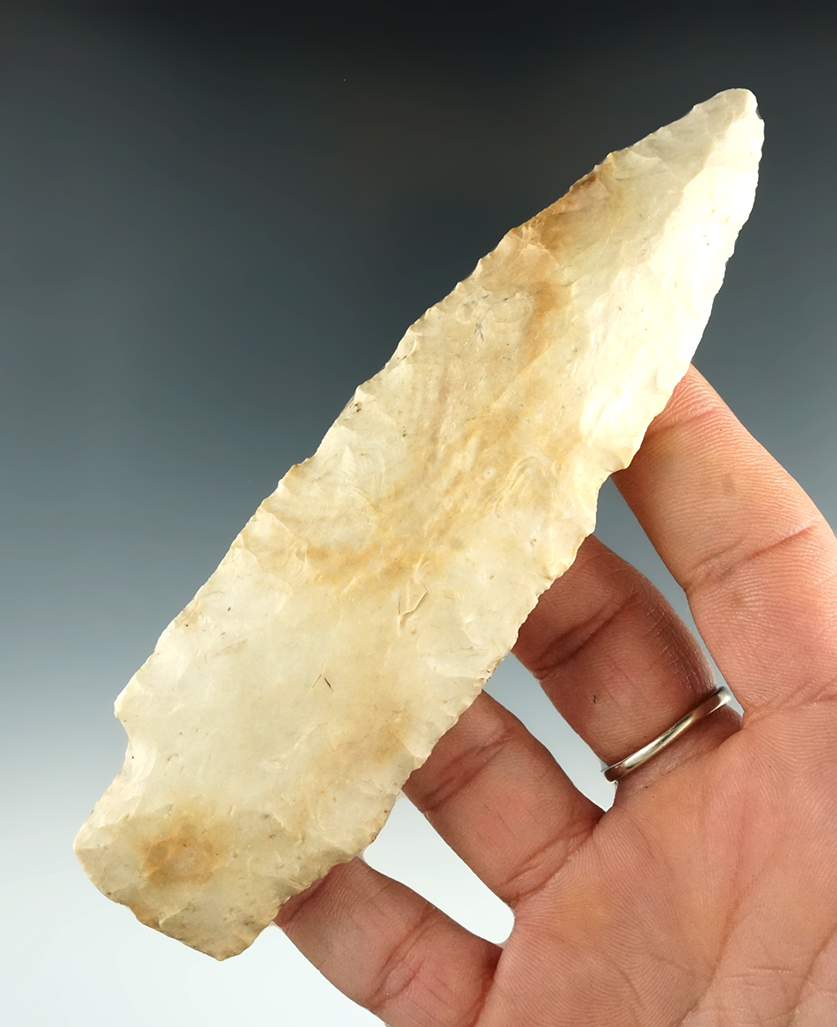 5 1/16" Stone Square Stem Knife made from Burlington Chert, found in Missouri. Bennett COA.