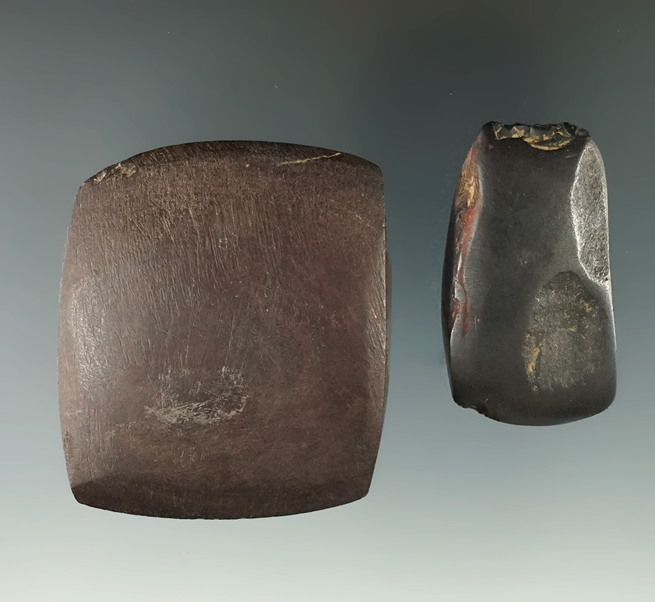 Pair of Hematite Celts found in New York and Ohio. Largest is 2 1/8".