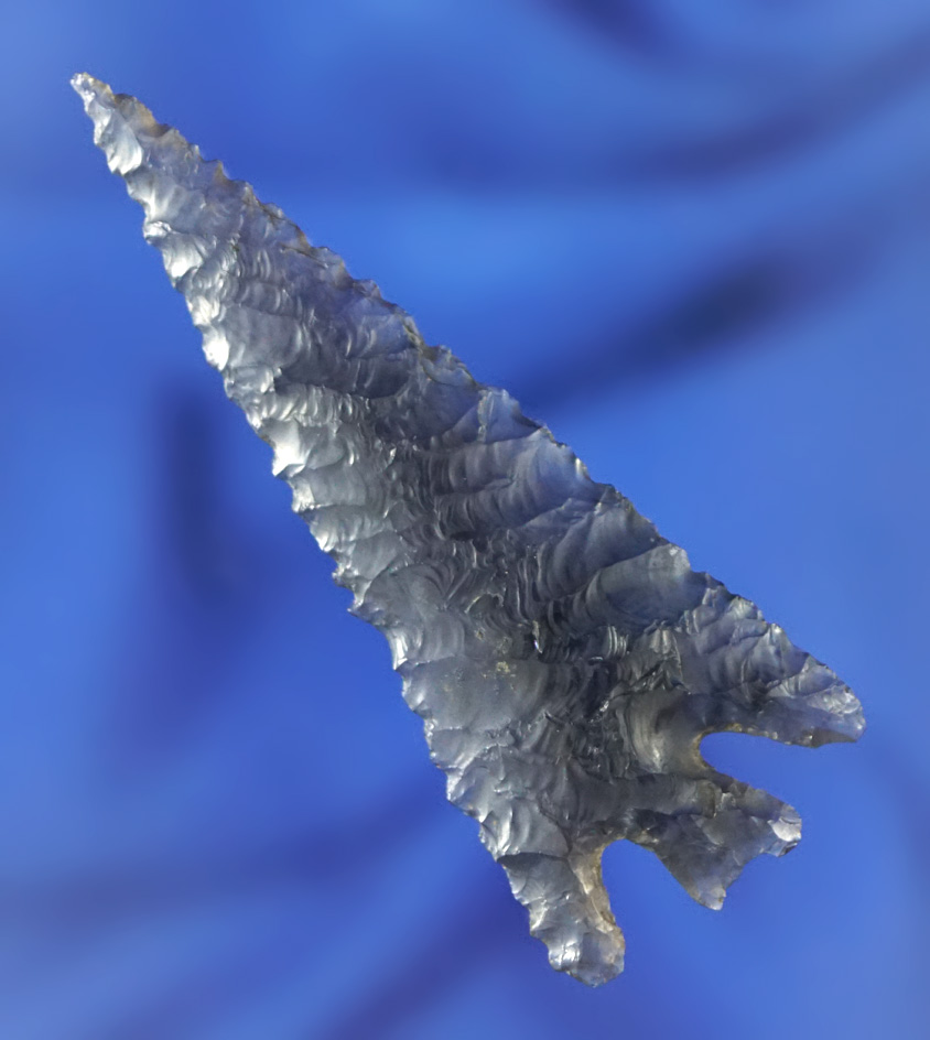 Exceptional! 2 1/8" Columbia Plateau Split Stem made from obsidian found in Oregon.