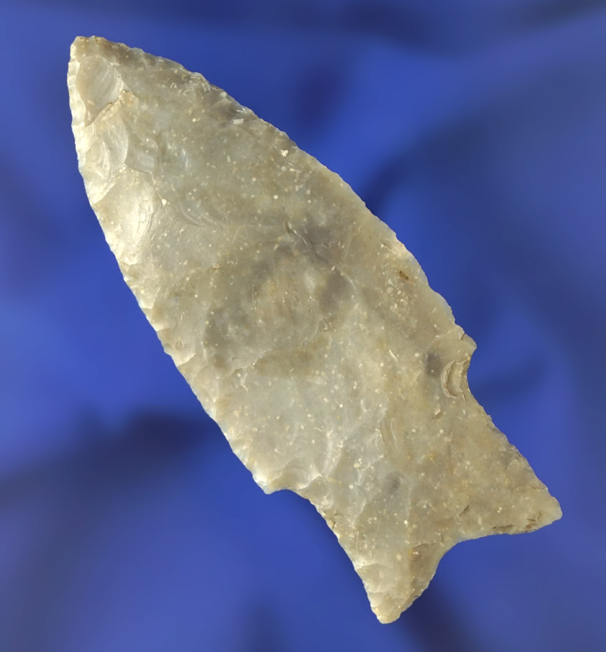 Exceptional flaking and style on this 2 15/16" Uvalde point found in Texas.