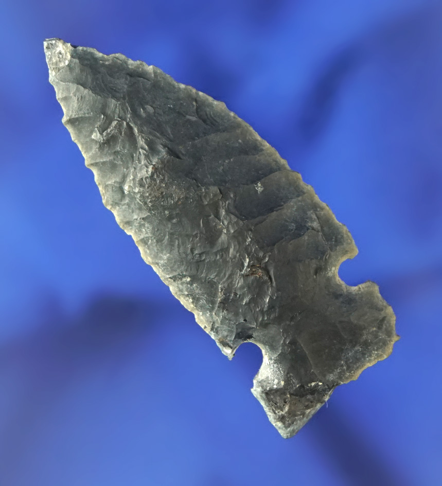 2 1/16" heavily patinated obsidian Northern Sidenotch found in Oregon.