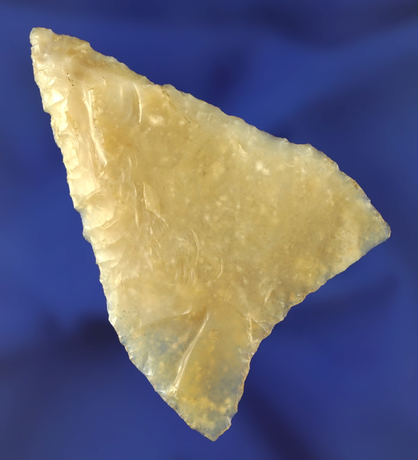 Thin! 2 9/16" Columbia Mule Ear made from a large flake of highly translucent chalcedony.