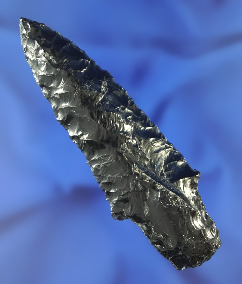 3 11/16" Parman Type II made from obsidian - Goose Lake, Lake County Oregon. Stermer COA.