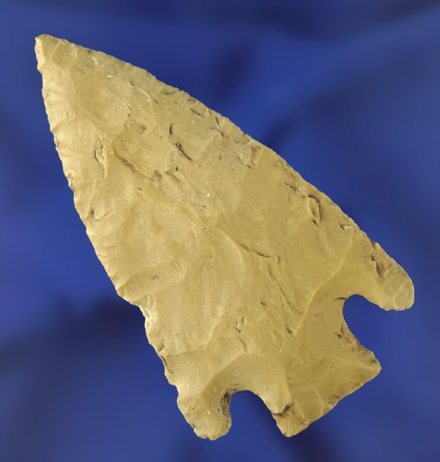 Thin and well flaked 2 13/16" Marshall point found in Texas.