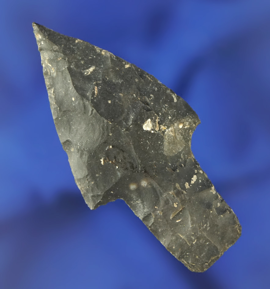 2 3/8" well styled Bulverde point found in Texas with nice minerals on surface and a needle tip.