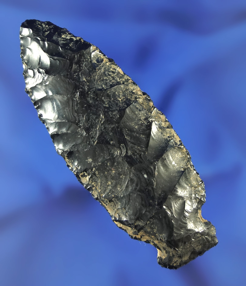 3" Nightfire made from obsidian found near Fort Rock, Lake County Oregon.  Stermer COA.