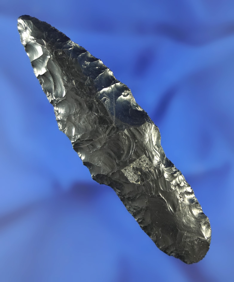 3 3/8" obsidian Parman found by Gerry Wolff in the 1950s, Lake County Oregon. Rogers & Michel COA.