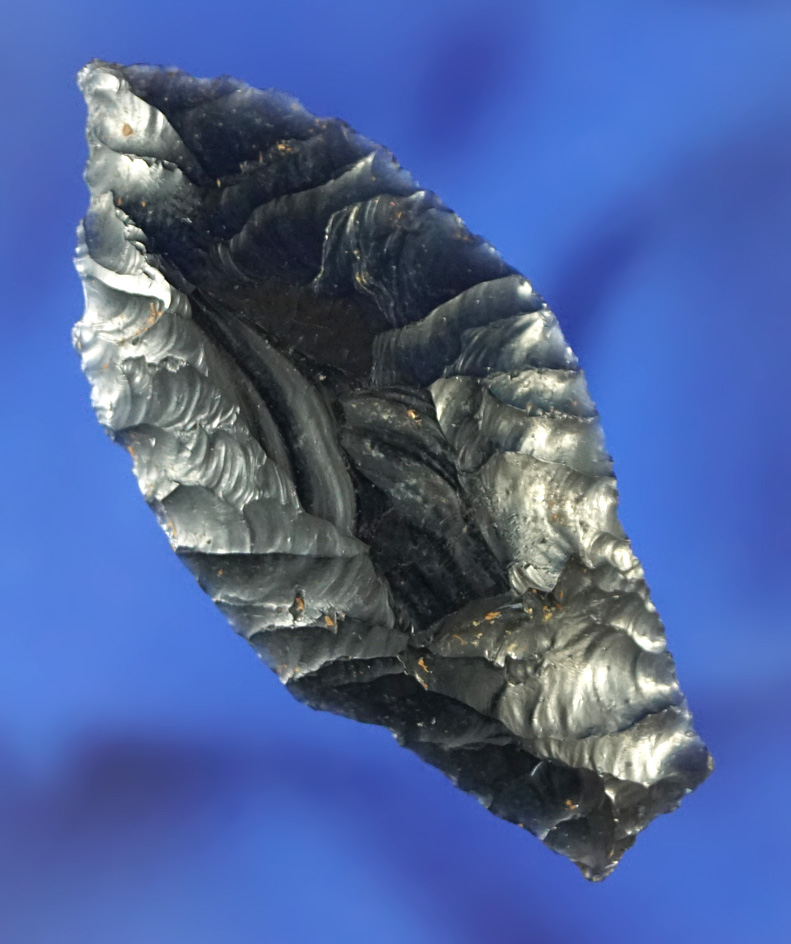 Rare! 2 1/16" Paleo Windust found in Harney County Oregon made from obsidian.  Bennett COA.