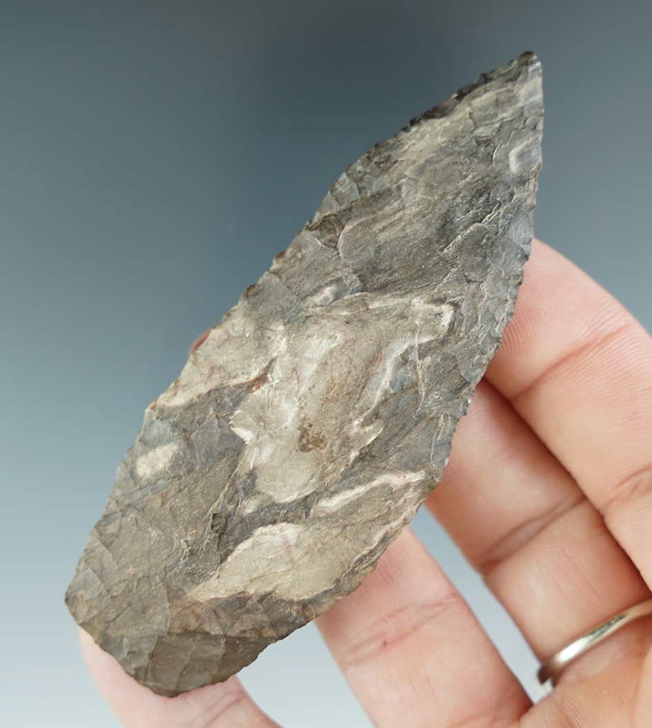 3 5/16" long Paleo Knife form found near the Columbia River, Washington. Ex. Dr. Robert Stuart.