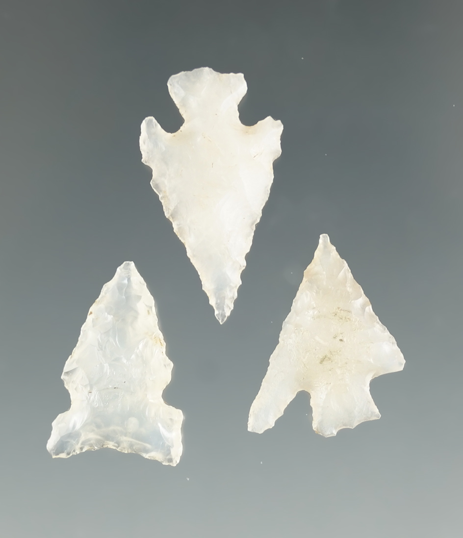 Set of three Agate Gem Points found near the Columbia River. Largest is 7/8".