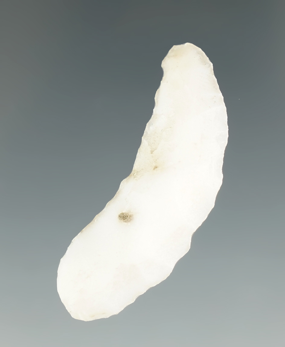 1 5/8" Paleo Crescent made from white Chalcedony. Found in southeast Oregon.