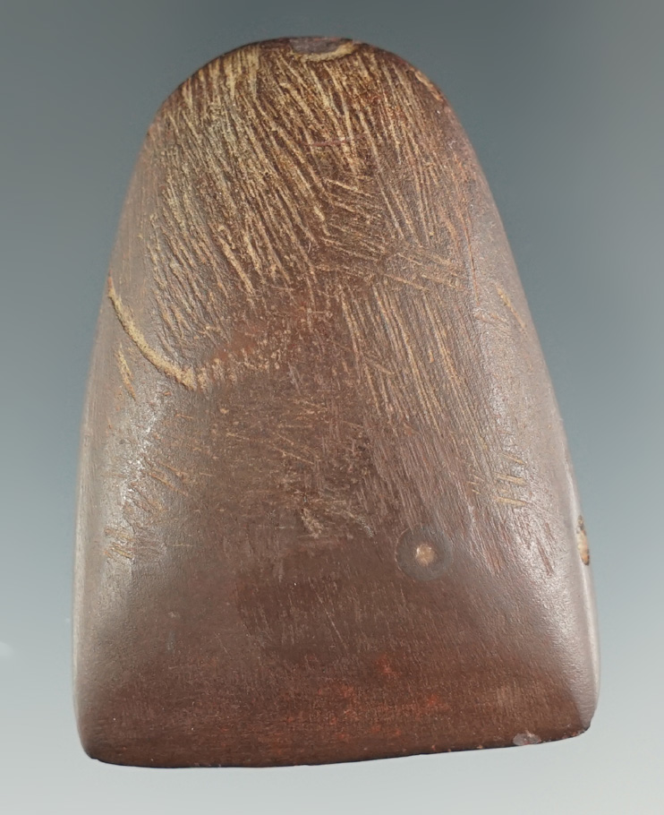 Nicely crafted 2 3/16" Hematite Celt found in Ohio. Ex. Dietz Collection.