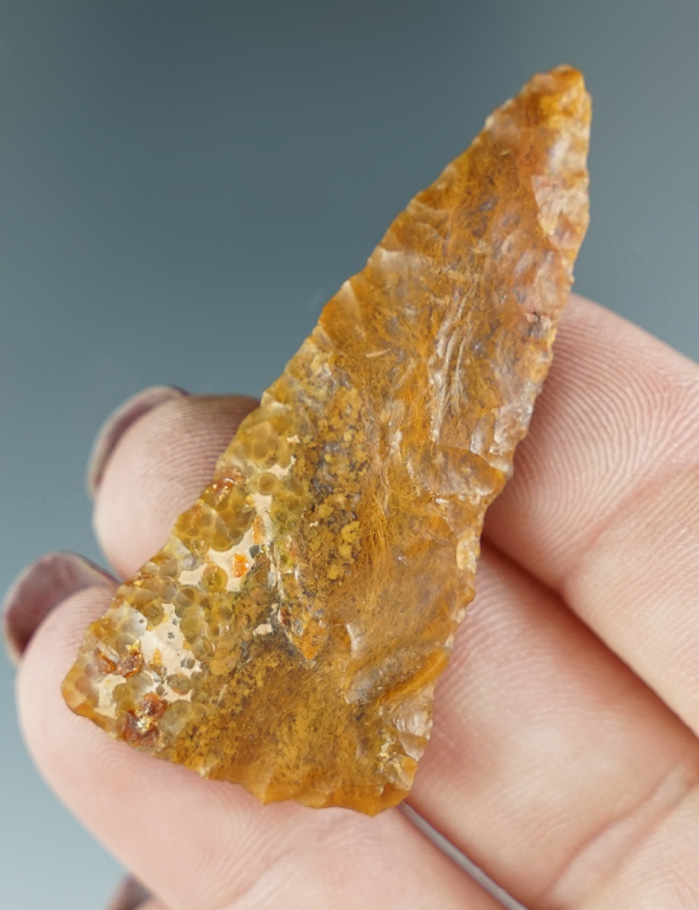 Beautiful material on this 2" Triangular Knife found in Oregon.