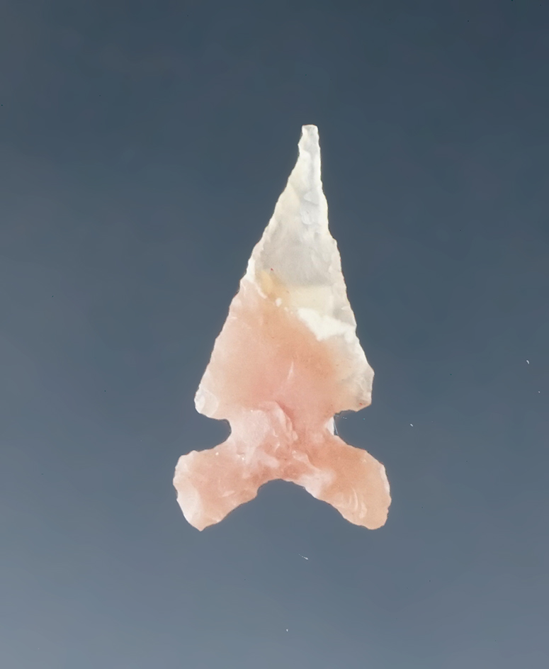 Ex. Museum! 11/16" Toyah point made from beautiful pink and clear agate found in Texas.