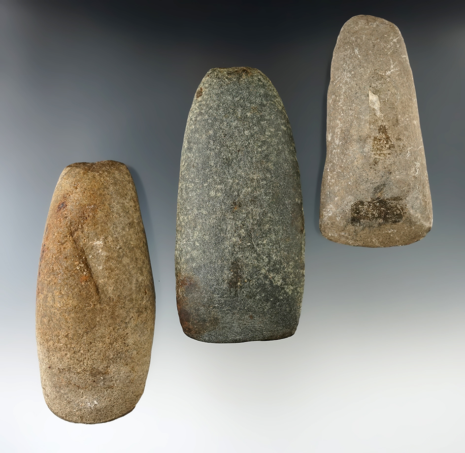 Set of three Adzes found in Ohio and nice condition, largest is 4 5/8".