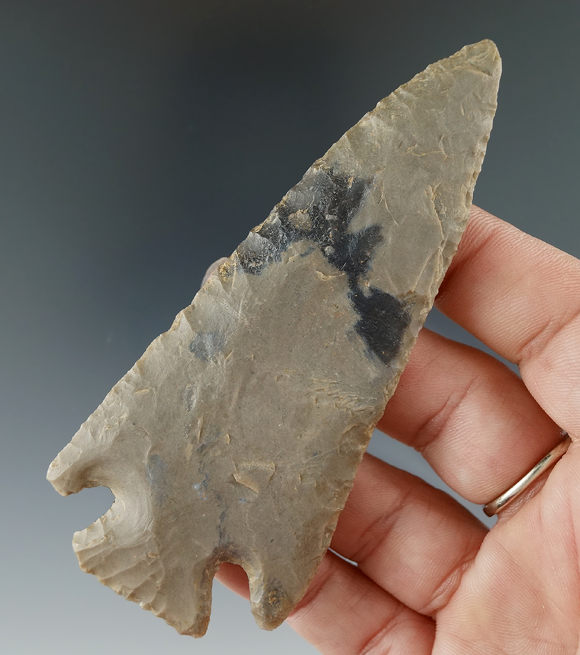 3 15/16" Lost Lake made from weathered Harrison Co., Flint. Daviess Co., Indiana. Perino COA.