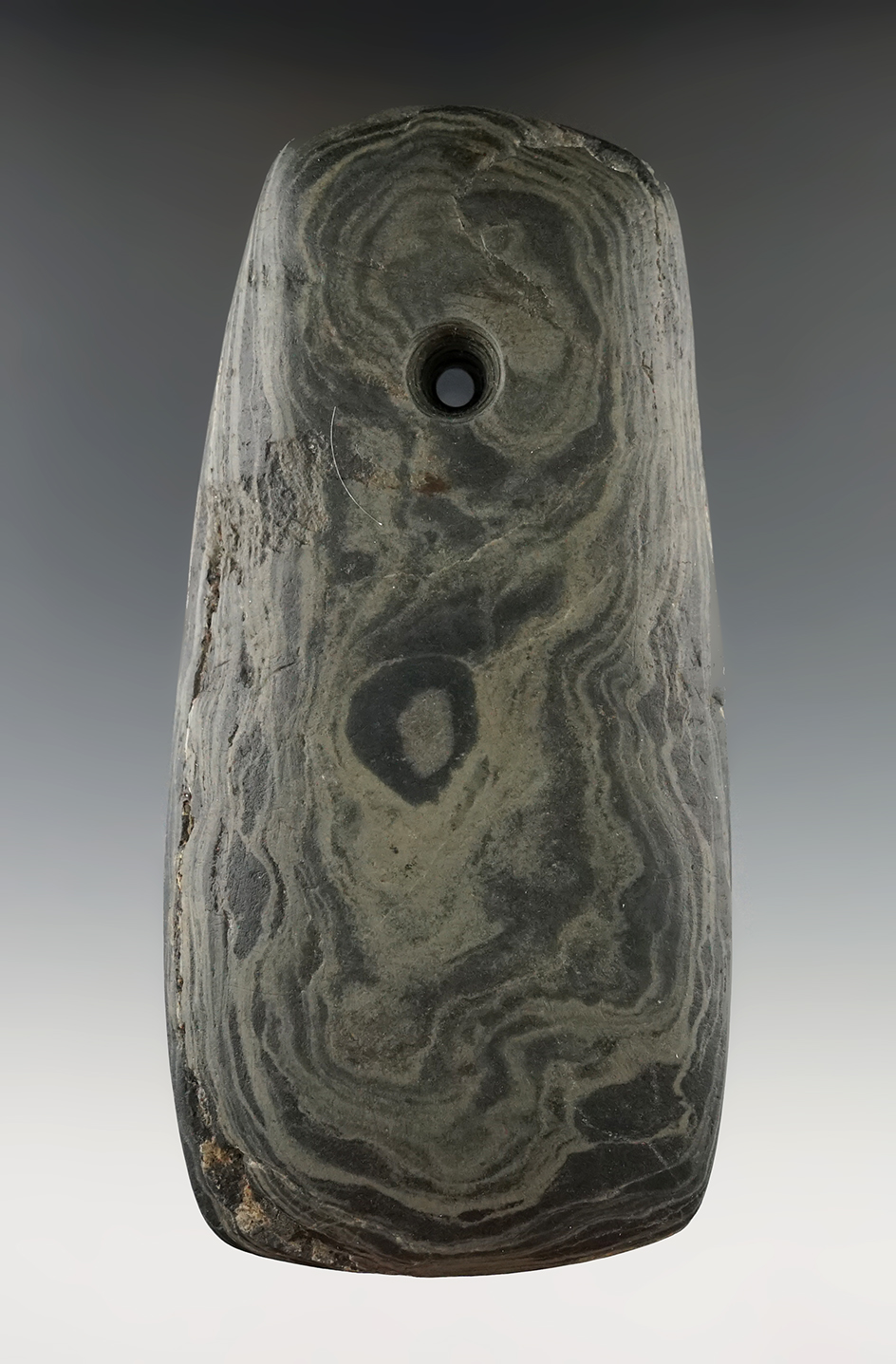 5 3/16" Adena Trapezoidal Pendant found in Ohio.  Ex. Dean Richard.