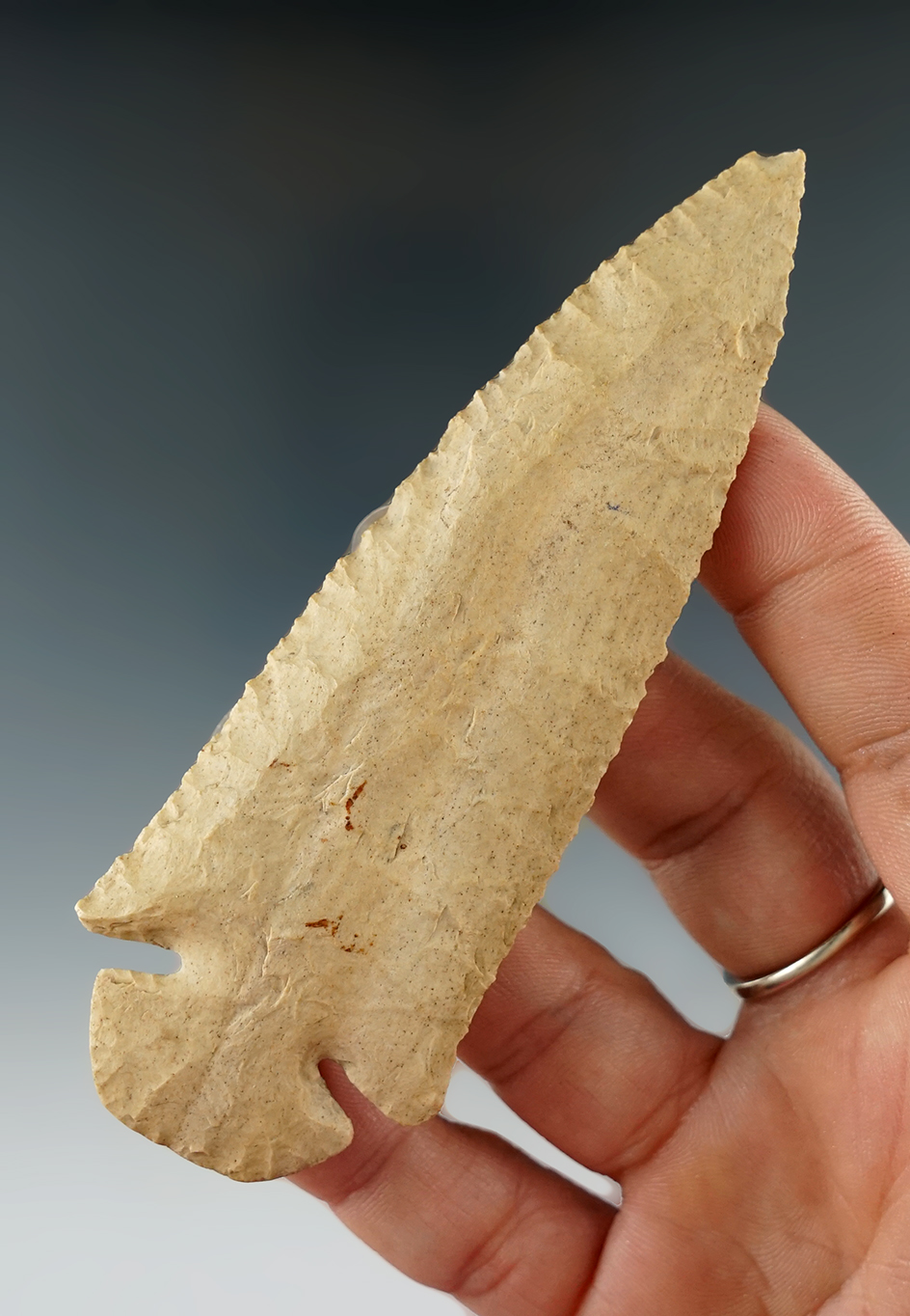 4 3/16" Dovetail found in Bond Co., Illinois. Davis, Jackson, Perino COAs. Ex.Van Baber.