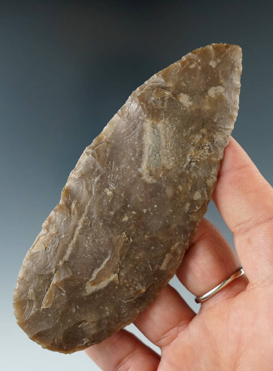 Thin and nice! 4 7/16" Flint Blade. Edwards Plateau. Northwest Uvalde Co., Texas. Ex. Schindle.