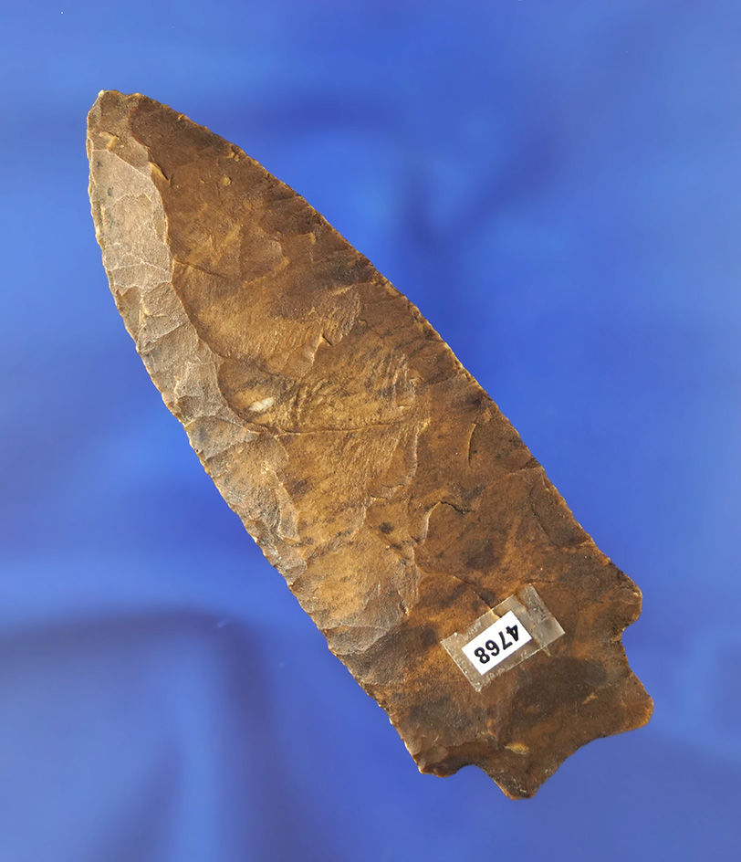 3 15/16" Heavy Duty - river patinated Flint found on the Minch farm. Ex. Glenn Spray,  Hothem.