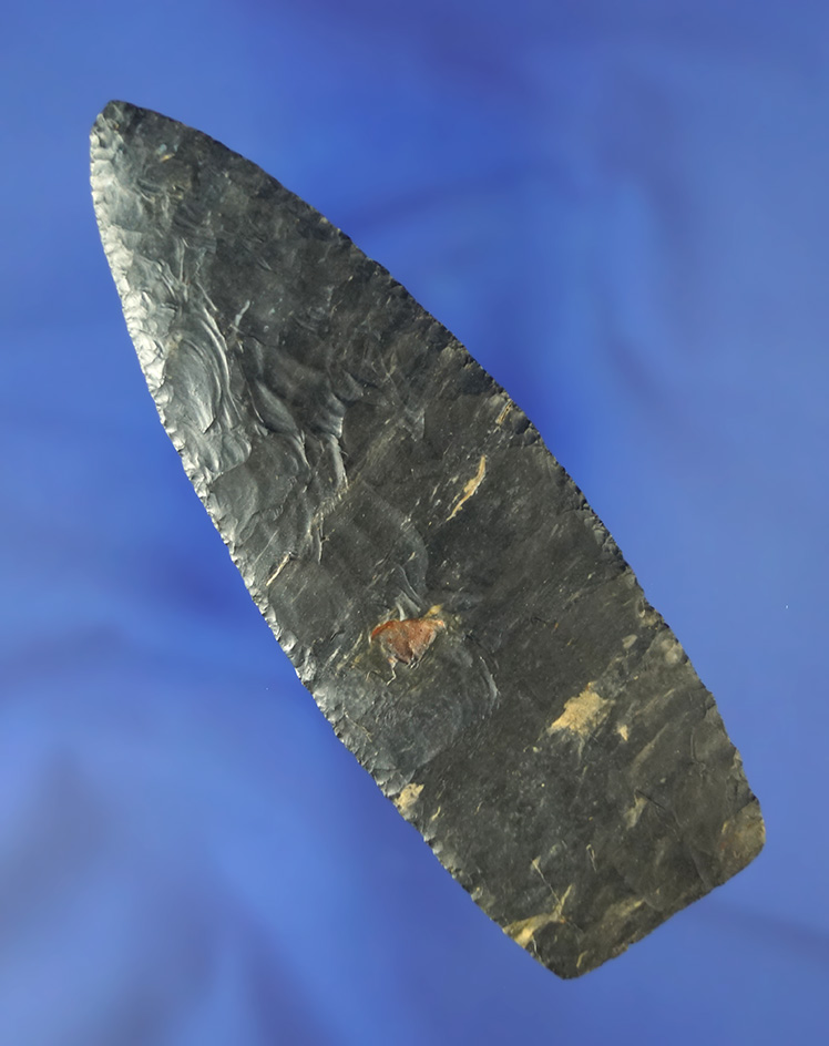 Very fine and thin 4 5/8" Paleo Lance with rare form found in Ohio. Ex.  Stanley Copeland, COA.