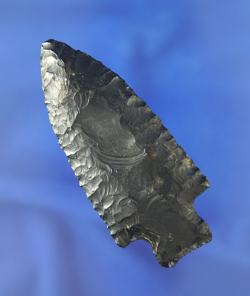 3 3/16" exceptionally well-crafted black Coshocton Flint Heavy Duty found in Coshocton Co.,  OH.
