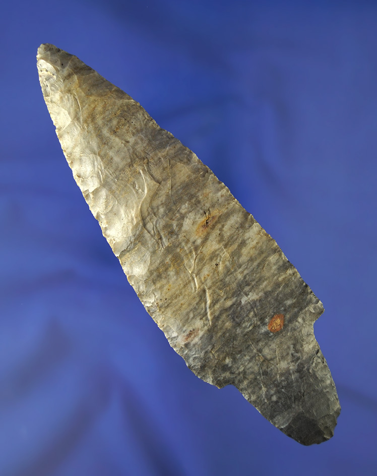 6 1/16" Adena made from Upper Mercer Flint. Found in Summit Co., Ohio. Bennett COA.
