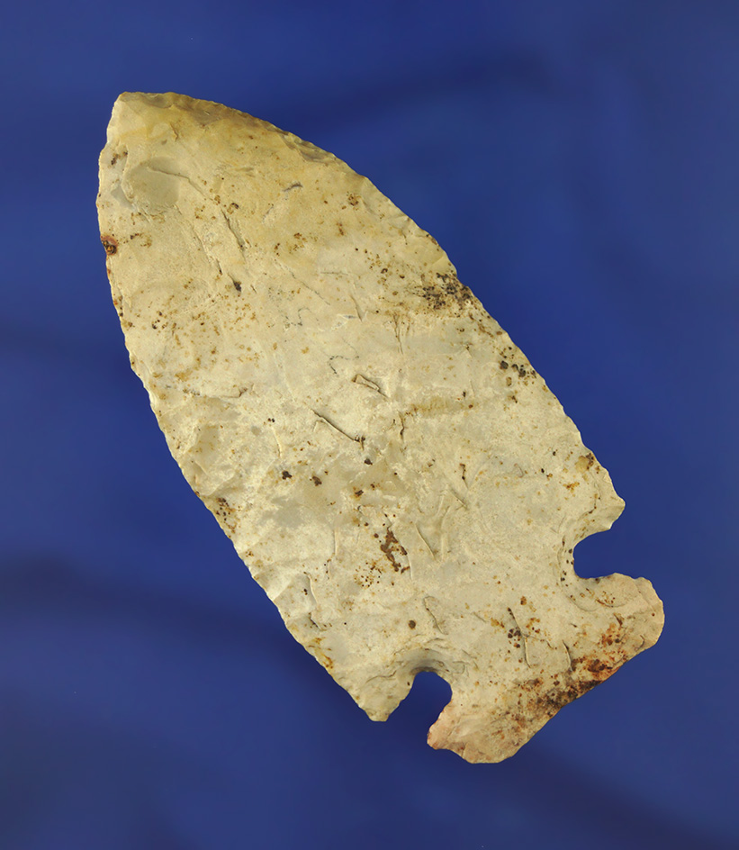 Nicely styled 3 5/16" well flaked sidenotch - nice mineral deposits found in Ohio.