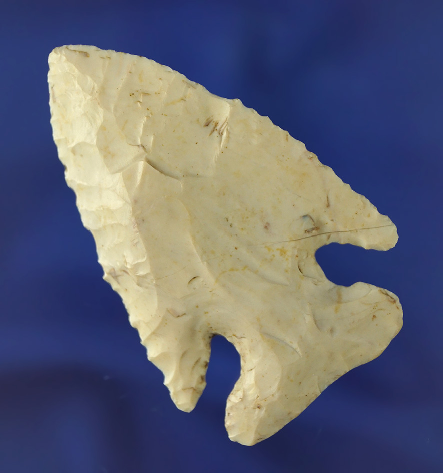 2 5/8" nicely styled Flint Ridge Flint Archaic Thebes Bevel found in Logan Co.,  Ohio.