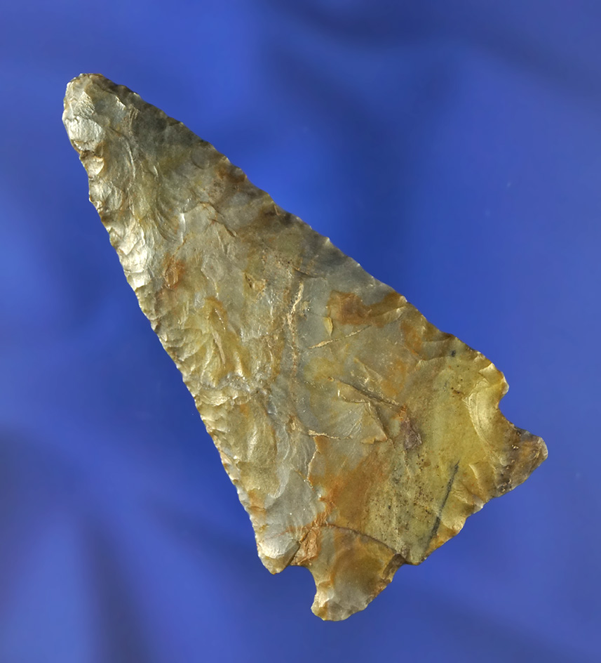 Very colorful 2 1/2" Meadowood - Beautiful Purple and Tan Flint, found along the Auglaize River.