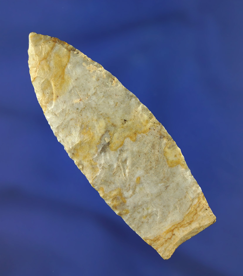 3 1/4" Coshocton Flint Paleo Lance - Richland Co., Ohio. Ex. Don Beer Collection. Bennett COA.