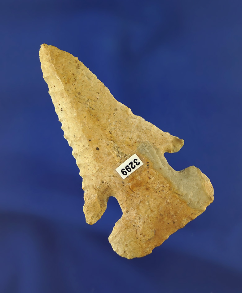 2 11/16" nicely beveled Archaic Thebes found in Shelby Co.,  Ohio