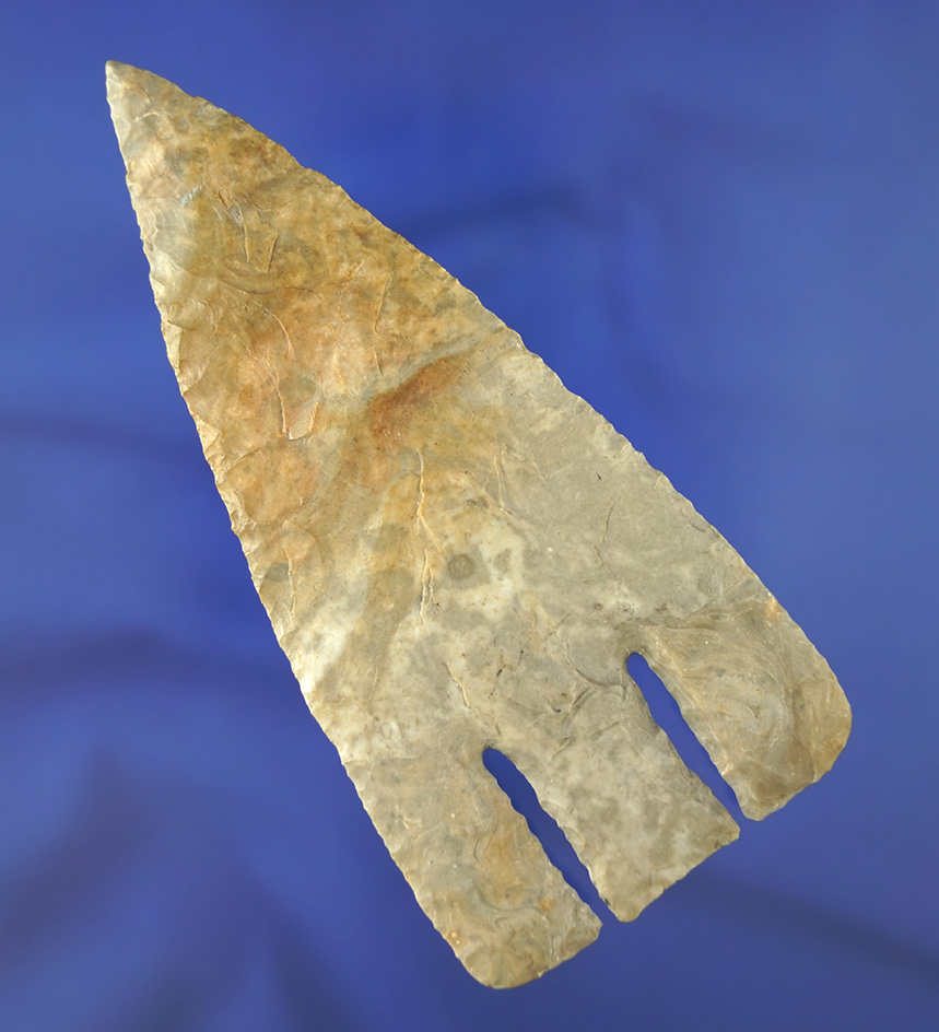 Large 4 7/8" Andice Knife with restoration to the tip and both barbs. Found in Bell Co., Texas.