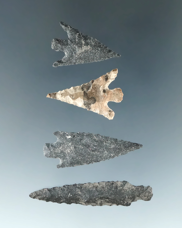 Set of 4 Columbia River Gempoints, largest is 1 7/16".