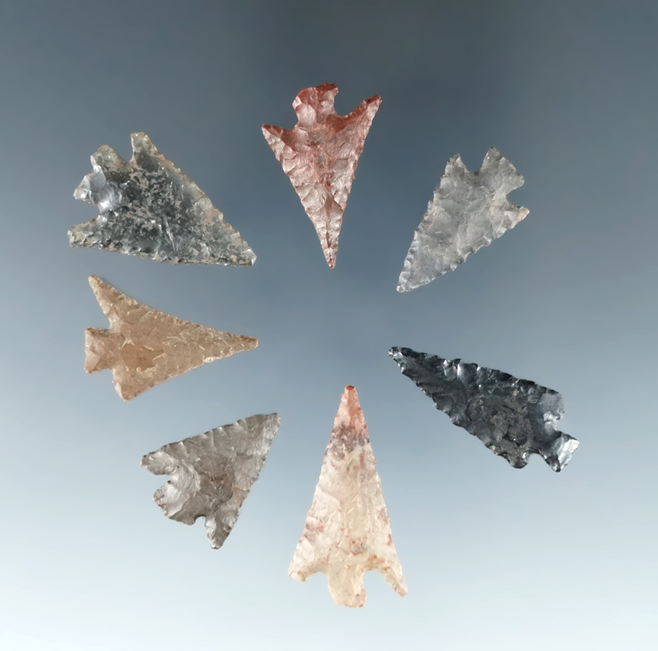 Set of 7 Columbia River Gempoints, largest is 1 1/8".