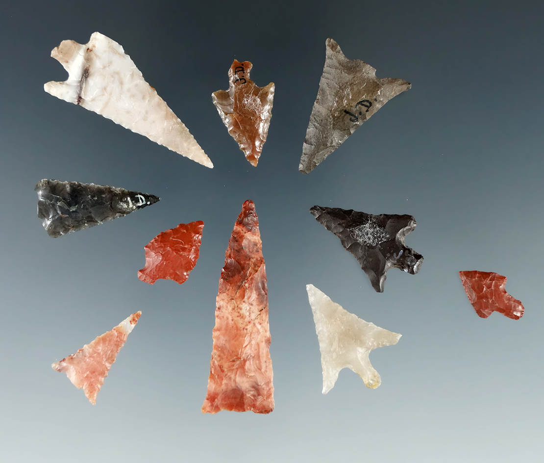 Set of 6 Gempoints found near the John Day River, Klickitat Co., Washington, largest is 1 1/2".