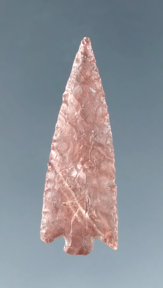 Thin and nice! 1 1/16" Columbia River arrowhead found by Dewey Schmid prior to 1950 .