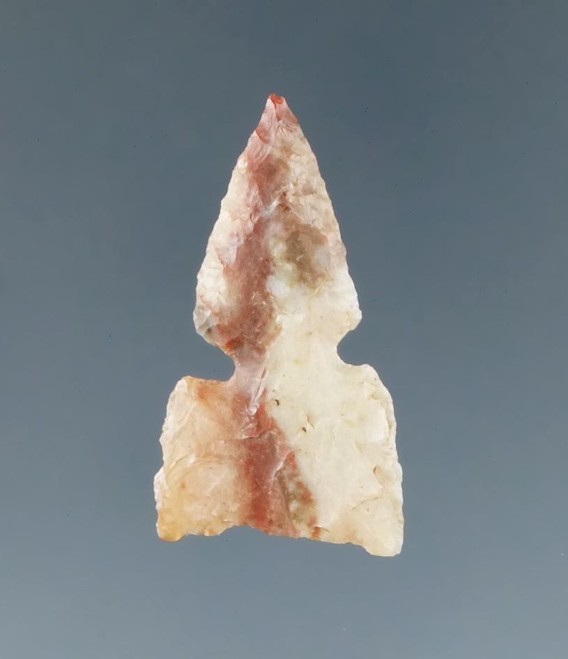 Ex. Museum! 15/16" Nicely styled sidenotch point made from Alibates Flint, found in Texas.
