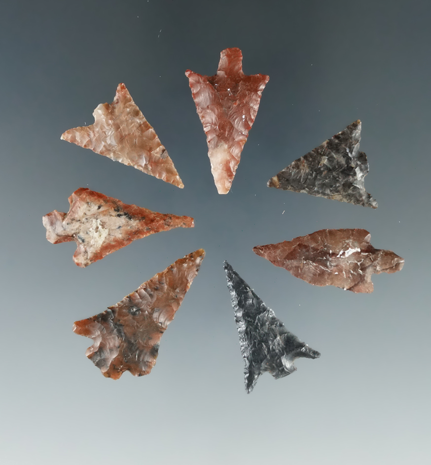 Set of 7 Columbia River Gempoints, largest is 1 3/16".