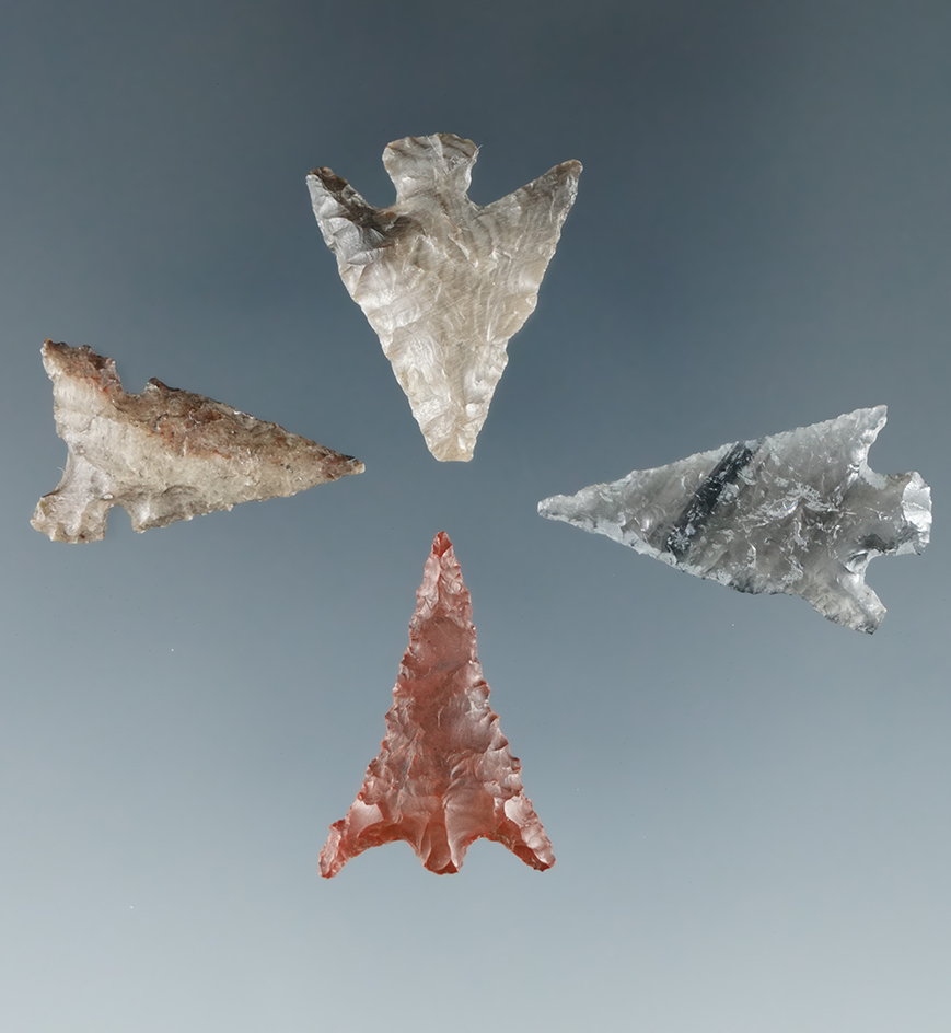 Set of 4 Columbia River Gempoints, largest is 1".