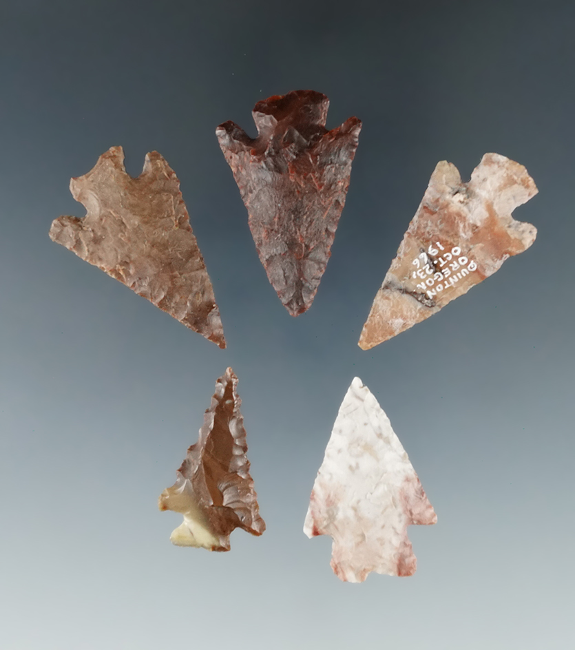 Set of 5 Columbia River Gempoints, largest is 1 1/2".