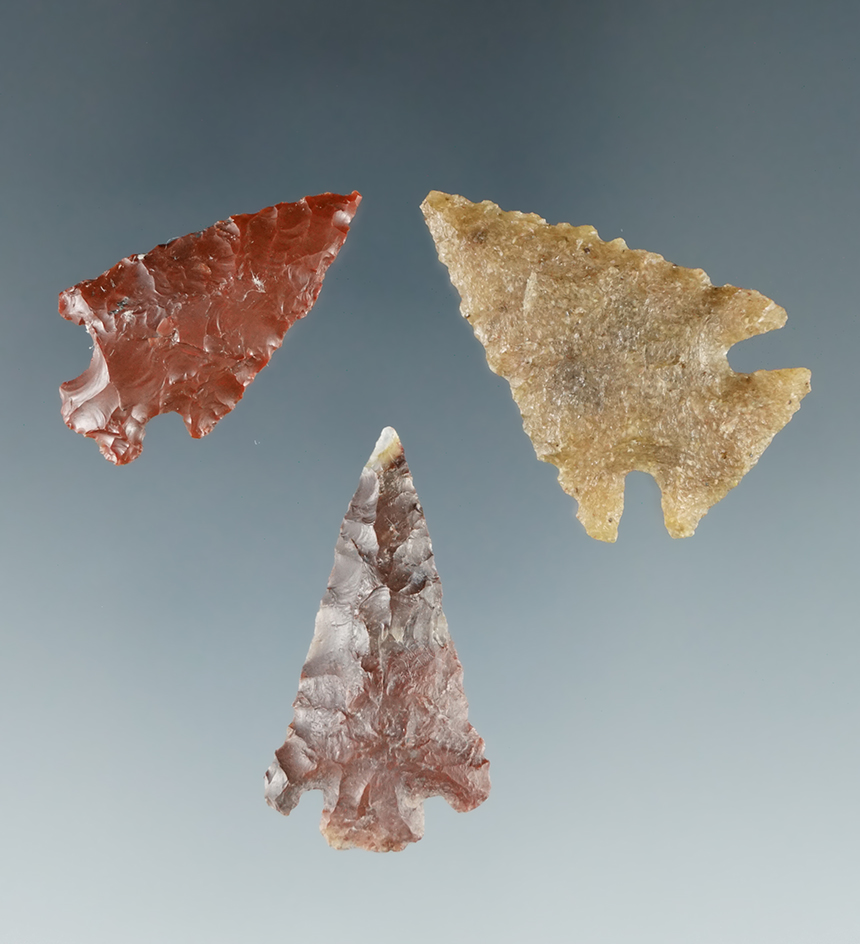 Set of 3 Columbia River Gempoints, largest is 1 3/16".