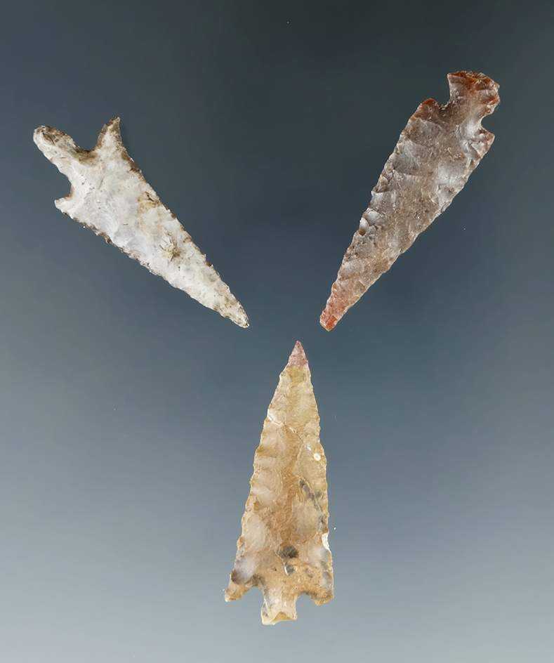 Set of 3 Columbia River Gempoints, largest is 1 7/16".