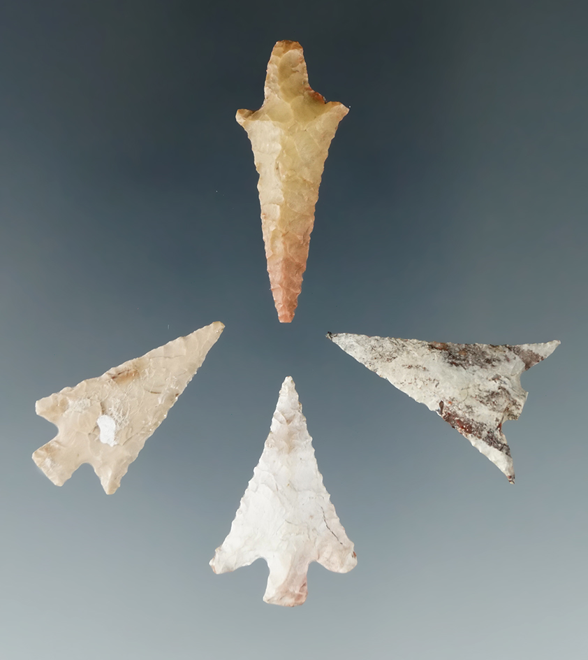 Set of 4 Columbia River Gempoints, largest is 1 1/4".