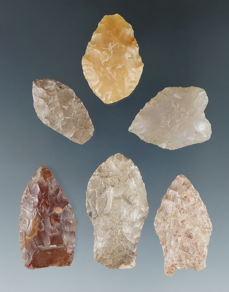 Set of 5 Columbia River Gempoints, largest is 1 7/16".