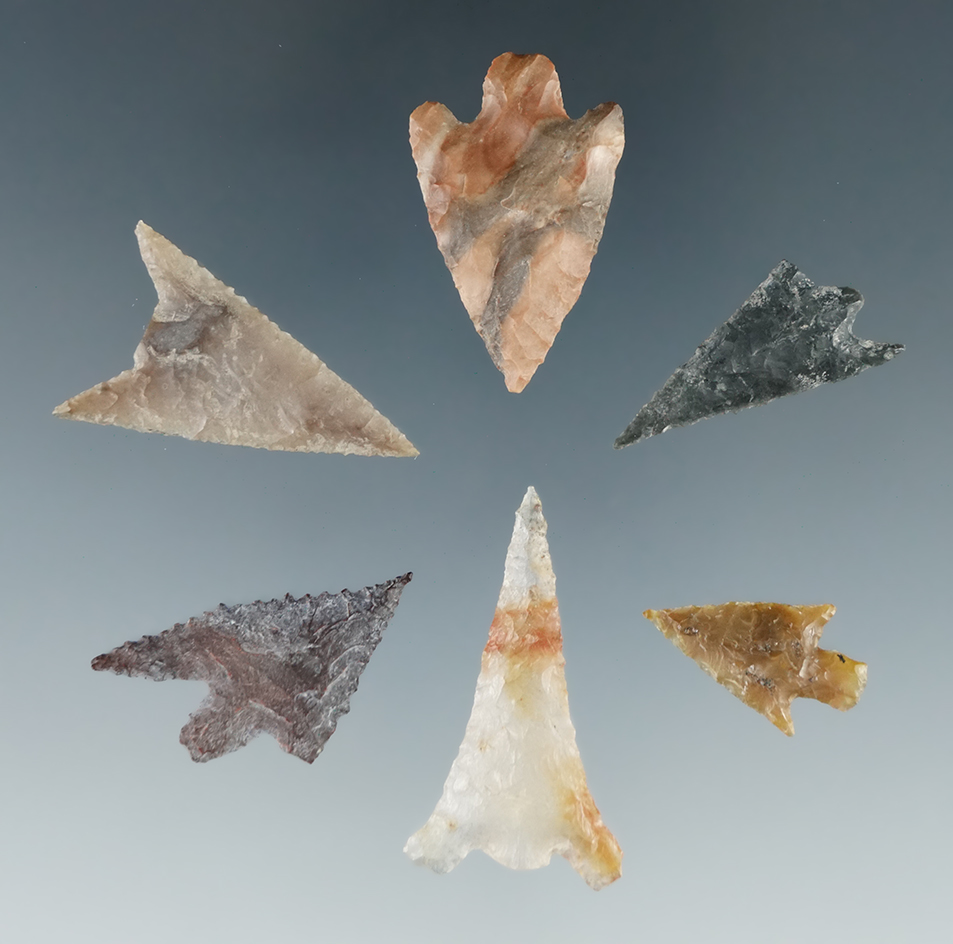 Set of 6 Columbia River Gempoints, largest is 1 1/8".